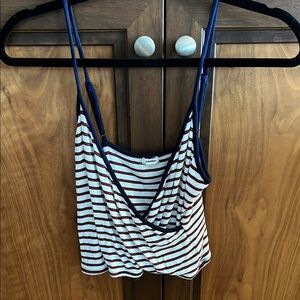 Garage Blue and White Asymmetrical Tank Top